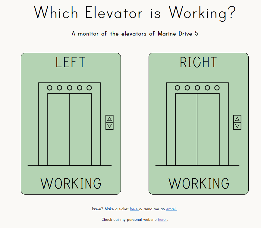 Which elevator is working?